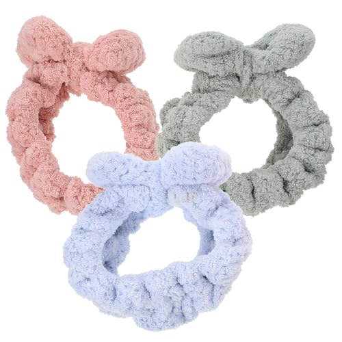 NOLITOY 3 Stück Teiliges Waschgesicht stirnbänder aus Weichem Elastischem Plüsch mit Modischem Schleifenknoten Komfortabel Elastisch für Damen und Mädchen zum Make up auftragen und von NOLITOY
