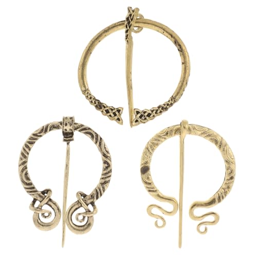 NOLITOY 3 Stück Vintage Wikinger Broschenset aus Robustem Legierungsmetall Detailreiche Mittelalterliche Umhangnadeln und Schalspangen für Kleidung Taschen und Hüte Stilvolle von NOLITOY