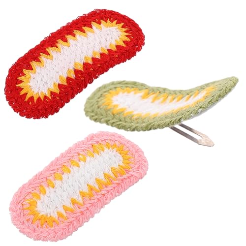 NOLITOY 3 Stück Wollene Handgefertigte Haarspangen Blumendesign Modisches Haarschmuck Damen Weiche Gestrickte Haarklammern Geeignet für Party Alltag und Besondere Anlässe von NOLITOY