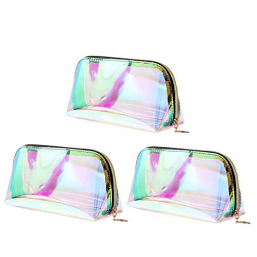 NOLITOY 3 Stück wasserdichte Transparente Schminktasche Leichte Kulturtasche mit Großem Fassungsvermögen für Reisen Kosmetikaufbewahrung Praktische Kosmetiktasche für Damen und Alltag von NOLITOY