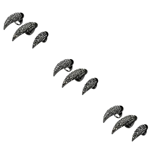 NOLITOY 30stücke Gothic Klauenringe Falsche Fingernägel Für Cosplay Schwarz Für Halloween Und Kostümpartys Mit Funkelnden Kristallverzierungen von NOLITOY