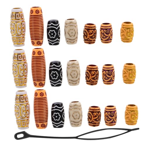 NOLITOY 38 Stück Haarschmuck Ringe für Zöpfe und Dreads Diy Haarschmuck für mit Holz und Kunststoffperlen Vielseitige Haarclip Manschetten für von NOLITOY