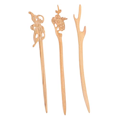 NOLITOY 3stücke Holz Haarstäbe Für Langes Haar Haarstäbchen Zum Hochstecken Haargabel Für Damen Holzhaarnadel Für Dutt Haaraccessoires Für Partys Und Formelle Anlässe von NOLITOY