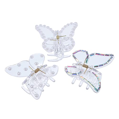 NOLITOY 3St Strass Schmetterling Haarspange Haarklammer Haarbürste butterfly hair clips butterfly hairclip haarschmuck Haarspangen für Frauen mit dünnem Haar Einzigartige Haarspangen Harz von NOLITOY