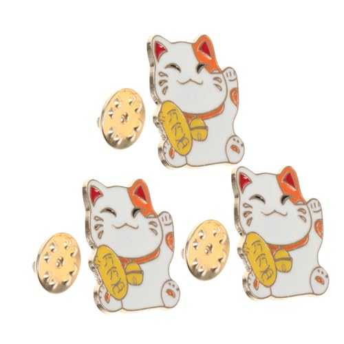 NOLITOY 3Stücke Kawaii Cat Pin Japanische Glückskatze Emaille Broschen für Kleidung Taschen Hüte Süße Tiernadelabzeichen für Frauen von NOLITOY