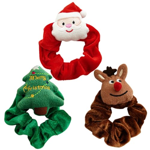 NOLITOY 3st Plüsch Haargummi Knusprig Elastisches Haar Weihnachtsmann-accessoires Für Frauen Weihnachts-haarspangen Elastische Weihnachtshaarbänder Fräulein Elch Stoff Pferdeschwanz von NOLITOY