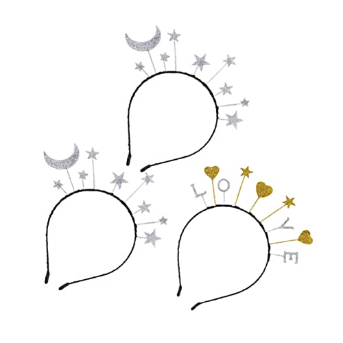 NOLITOY 3stücke Herz Glitzer Stirnband Stern Legierung Kopfbedeckung Haar Schmuck Party Kinderfrisur Dekoration Accessoires von NOLITOY