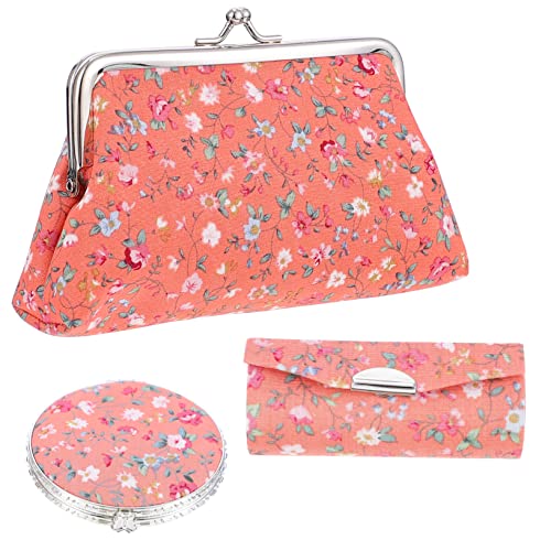 NOLITOY 3stücke Kosmetiktasche Set Mit Makeup Spiegel Teiliges Damen Make-up Zubehör Stauraum Für Lippenstift Und Kleingeld Elegantes Design Für Alltag Und Reisen von NOLITOY