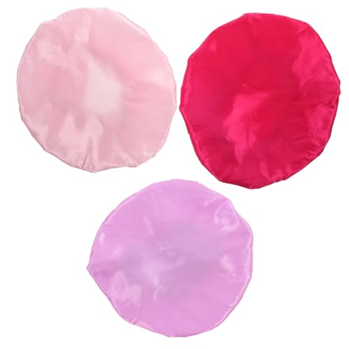 NOLITOY 3stücke Teiliges Mädchen Schlafmütze Atmungsaktive Elastische Nachtkappen Candy Farben Mit Breiter Krempe Für Komfortablen Schlaf Rosy Light von NOLITOY