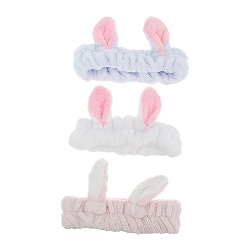 NOLITOY 3stücke Teiliges Mit Süßem -ear-haarband Elastisches Fleece-stirnband Für Make-up Gesichtswäsche Und Spa-anwendungen Praktisches Accessoire Zur Haarentfernung von NOLITOY