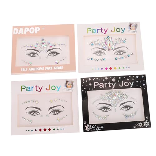 NOLITOY 4 Blätter Selbstklebende Gesichtswasserstein Aufkleber Funkelnde Augenbrauenjuwelen Gesichtsschmuck mit Strahlenden Kristallen Geeignet für Partys Hochzeiten Karneval und von NOLITOY