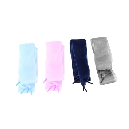 NOLITOY 4 Paare Damen Schnürsenkel aus Weichem Satinband Modische Schleifenbänder Lang Breit Farblich Abgestimmt Dunkelblau Dekorative und Vielseitige Schuhbänder für Freizeit und von NOLITOY