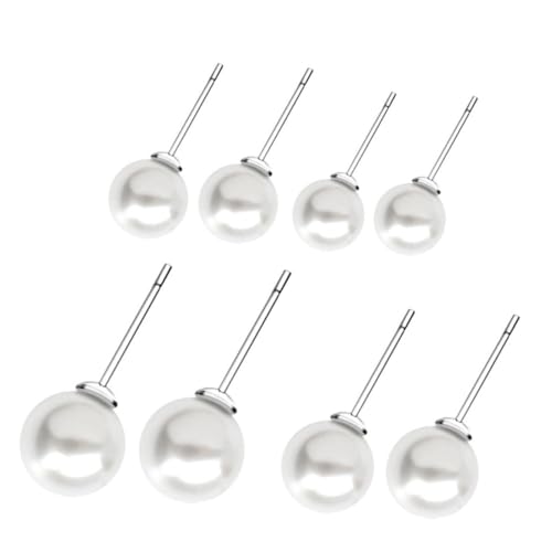 NOLITOY 4 Paare Perlen Ohrstecker Sterling Silber Natürliche Süßwasserperlen Damen Ohrschmuck Hautfreundlich von NOLITOY