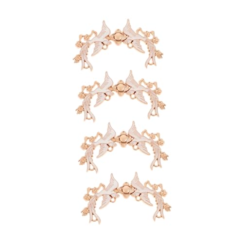 NOLITOY 4 Paare Vintage Cardigan Clip Retro Sweater Fastener Metallbroschen für Umhänge Pullover Schals Strickjacken Kragen Damenschal Zubehör Mattgold Weiß von NOLITOY