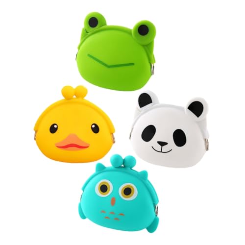 NOLITOY 4 STÜCKE Cartoon Silikon Münzbeutel Geldbörse Praktisch Langlebig Für Schlüssel Kopfhörer Münzen Süßes Design Zufälliger Stil von NOLITOY