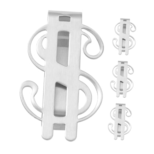 NOLITOY 4 STÜCKE Edelstahl Geldclip Money Clip Bargeld Klammer Schlanker Geldhalter Stilvolles Design für Karten Dokumente Büro und Outdoor Nutzung von NOLITOY
