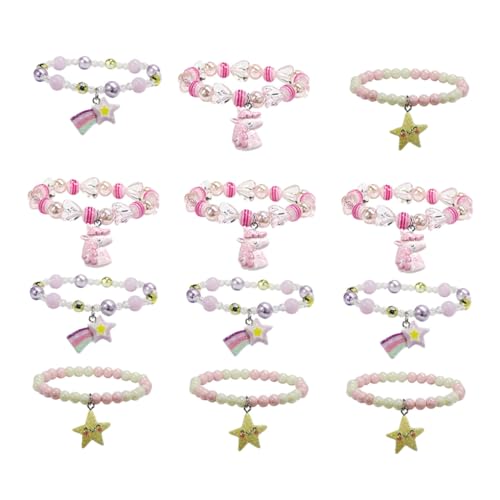 NOLITOY 4 Sätze Armbänder mit Elastischen Perlen Verstellbar Bunte Kunststoffarmbänder für Mädchen Glatte Kanten Robustes Schmuckset für Passend für Verschiedene Handgelenkgrößen von NOLITOY