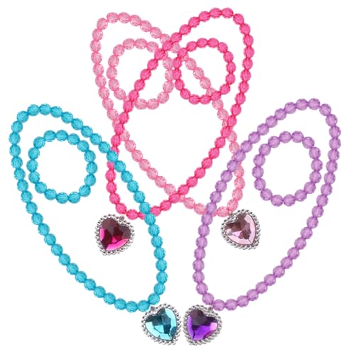 NOLITOY 4 Sätze Teiliges Schmuckset für Kleine Mädchen Langlebige Prinzessin Halskette und Armband Bunte Kinderketten Stabiles Design für Mädchen und Kleinkinder Modischer Schmuck für von NOLITOY