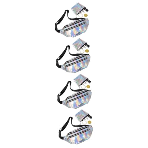 NOLITOY 4 Sätze wasserdichte Damen Bauchtasche Verstellbarer Gürtel mit Fischschuppen Münztasche Sportliche Hüfttasche für Joggen Wandern Radfahren Festivals Schimmerndes Material Teilig von NOLITOY