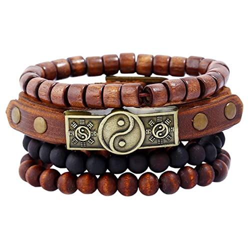 NOLITOY 4 Stück Armband Haargummis Für Dickes Haar Verstellbares Fußkettchen Flechtarmbänder Für Holz Bastelarmbänder Für Mädchen Stretch-armbänder Mehrschichtig Schmuck Leder Damen von NOLITOY