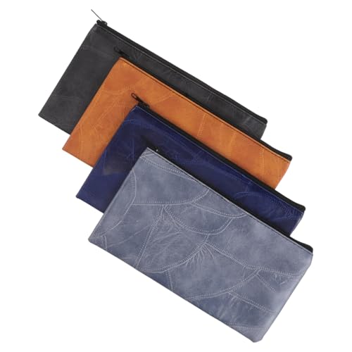 NOLITOY 4 Stück Bank Deposit Pouches aus Kratzfestem PU mit Reißverschluss Multifunktionale Geldbörse und Kosmetiktasche Kompakt Leicht für Bargeld Münzen Kosmetik und Kleine Werkzeuge von NOLITOY
