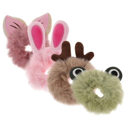 NOLITOY 4 Stück Fluffige Haargummis Cartoon motiven Elastische Kuschelige Haarschleifen für Mädchen und Frauen Geeignet für Mittleres Dickes Haar Weiches Haarschmuck accessoire für von NOLITOY