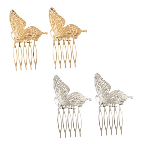 NOLITOY 4 Stück Haarkämme Schmetterlingsform Metall Haarklammern Haarschmuck für Damen und Mädchen Modische Haarclips in Gold und Silber Vielseitige Haar Accessoires für Alltag und von NOLITOY