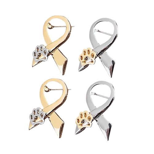 NOLITOY 4 Stück Hundepfoten Broschen Legierung Anstecknadeln Schleifenform Modisch Elegant für Damen Kleidung Schal Mantel Dekoration Zubehör von NOLITOY