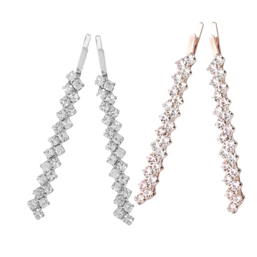 NOLITOY 4 Stück Kristall Haarnadeln Mit Strasssteinen Für Mädchen Elegant Mit Juwelen Besetzte Haarnadeln Zopf Juwelen Schmuckform Glitzernde Haarspangen Edelsteine von NOLITOY
