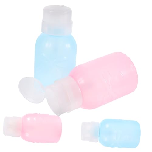 NOLITOY 4 Stück Nagellackentferner Pumpspender Tragbare Pumpflaschen mit Druckpumpe Auslaufsicher Kompakt Wiederverwendbar für Reisen und Make up Entferner Flüssigkeiten von NOLITOY