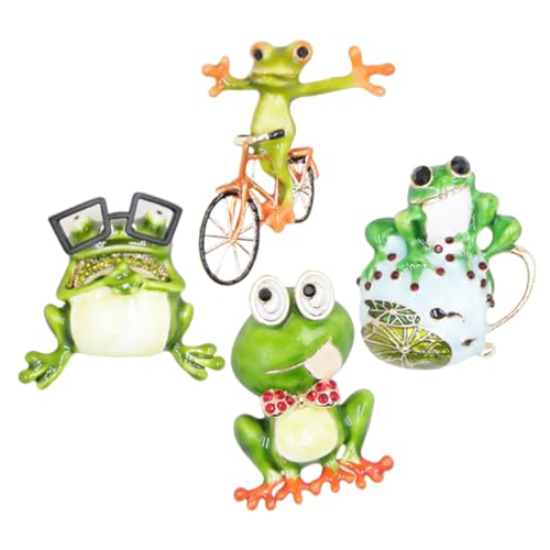 NOLITOY 4 Stück Niedliche Frosch Broschen Damen Tier Anstecknadeln Kreative Kleidungspins Modisch Vielseitig für Jacken Taschen Schals Geeignet von NOLITOY