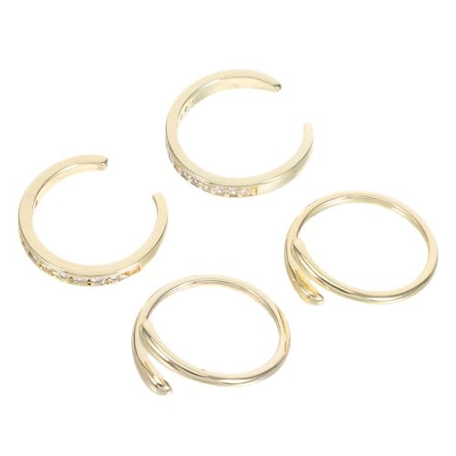NOLITOY 4 Stück Offener Knöchelring Fußschmuck Für Frauen Zehenringe Kupfer Zehenring Für Frauen Verstellbare Fußringe Fußring Strand Zehenringe Golden von NOLITOY