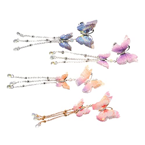 NOLITOY 4stücke Schmetterlings-haarnadel Mit Quaste Metall Haarspangen Schmetterling Für Frauen Mädchen Haarschmuck Für Party Geburtstag von NOLITOY