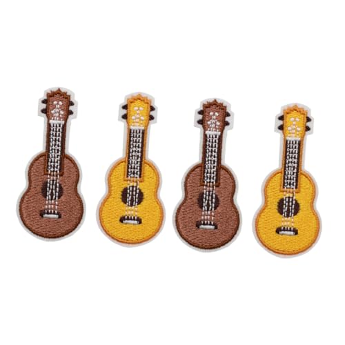 NOLITOY 4 Stück Teiliges Bestickte Ukulele Brustnadeln Kreative Gelb Braune Schmuck Broschen für Kleidung Rucksäcke Schals Vielseitige Dekorative Anstecker als zu Weihnachten von NOLITOY