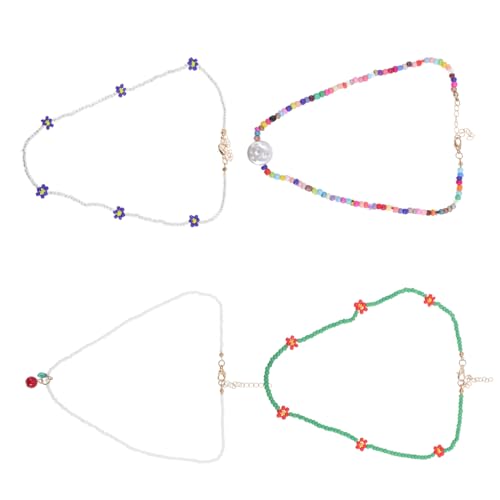 NOLITOY 4 Stück Teiliges Boho Perlen Choker für Teen Mädchen Bunte Handgefertigte Halsketten Sommerliche Strand party Schmuck Langlebige Farbechte Statement ketten von NOLITOY