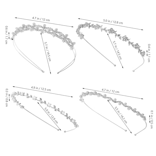 NOLITOY 4 Stück Teiliges Braut haarband mit Strass und Perlen Eleganter Hochzeitshaarschmuck Vielseitige Diademe für Braut und Blumenmädchen Langlebiges Legierungsmaterial Fest Fixierte von NOLITOY