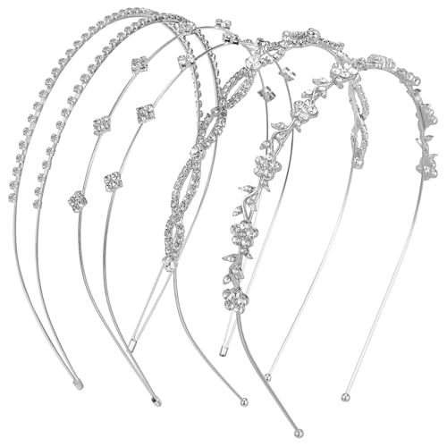 NOLITOY 4 Stück Teiliges Braut perlenstirnband aus Robustem Metall mit Funkelnden Strasssteinen Leichtes Zeitloses Haarschmuck accessoire für Damen zur Hochzeit und Festliche Anlässe von NOLITOY