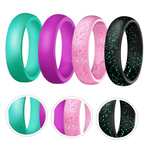 NOLITOY 4 Stück Teiliges Damen Glitzerringe Flexibel Sportliche Fingerbänder Komfortabel Strapazierfähig Für Schwimmen Workout Tauchen von NOLITOY
