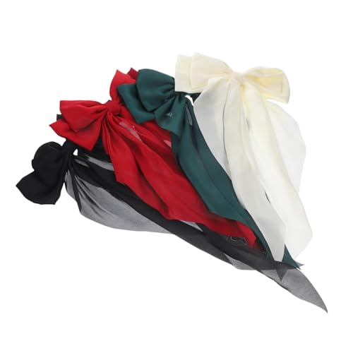 NOLITOY 4 Stück Teiliges Damen Haarklammern mit Schleifen Satin Haarclips für Hochzeiten Partys und Besondere Anlässe Schwarz Weinrot und Grün Modischer Haarschmuck für Mädchen und von NOLITOY