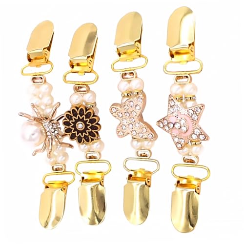 NOLITOY 4 Stück Teiliges Duckbill Clips für Kleidung Kreative Strickjacken Klammern Abs mit Perlenoptik Langlebige Pullover und Schalhalter für Damen und Mädchen von NOLITOY