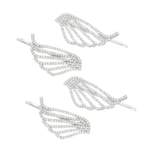NOLITOY 4 Stück Teiliges Glänzende Flügel Haarspangen mit Strasssteinen Seitliche Haarklammern für Mädchen Dekorative Haarschmuck Accessoires für Alltag und Besondere Anlässe von NOLITOY