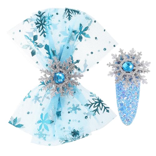 NOLITOY 4 Stück Teiliges Haarschmuck für Schneeflocken Schleifen Haarspangen Party Zubehör Glatt Schonend für Mädchen Festlich von NOLITOY