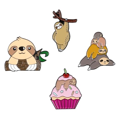 NOLITOY 4 Stück Teiliges Kreative Kleine Faultier Broschen aus Legierung mit Tropfen Emaille Modische Anstecknadeln für Kleidung Taschen Hüte Langlebige und Stilvolle Accessoires von NOLITOY