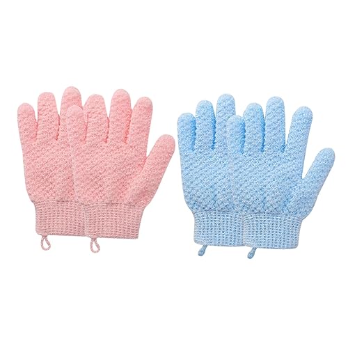 NOLITOY 4 Stück Teiliges Peeling Handschuh für Dusche Sanfte Abgestorbene Hautentfernung Strapazierfähiges Material Geeignet für Hauttypen Effektive Körperreinigung für Frauen und Männer von NOLITOY