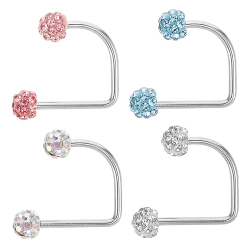 NOLITOY 4 Stücke Lippenringe Satz Metall für Damen Nasenpiercing Schmuck Lippenpiercing Ringe Körperpiercing Vielseitig Einsetzbar von NOLITOY