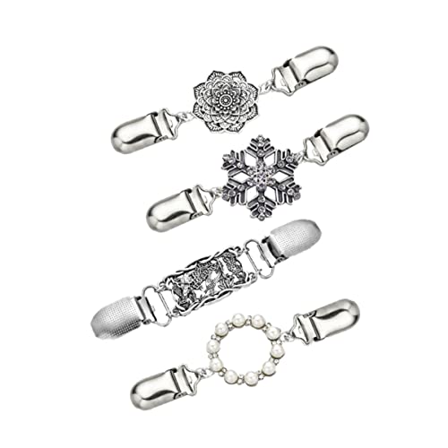 NOLITOY 4 Stück Teiliges Set Retro Brosche Clip für Damen Strickjacken Pullover Kleider Hemden Schals Umhänge Hochwertiger Legierungsstoff für Formelle und Anlässe von NOLITOY