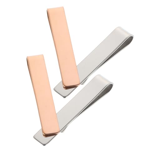 NOLITOY 4 Stück Teiliges Spiegelpolierte Krawattenklammern für Herren Stilvolle Business Klammern und Roségoldfarben Sicherer Halt für Formelle Anlässe und Bürogebrauch von NOLITOY