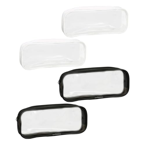 NOLITOY 4 Stück Teiliges Transparentes PVC Stiftetui wasserdichte Leichte Kosmetiktasche mit Glattem Reißverschluss Tragbarer Organizer für Damen Vielseitiger Aufbewahrungsbeutel für von NOLITOY