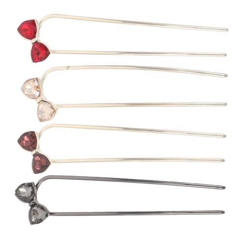 NOLITOY 4 Stück Teiliges U Förmiges Haarnadel mit Funkelnden Strass Schleifen Chinesische Haarnadeln für Damen Haarspangen für Hochzeiten Festliche Frisuren Vielseitiges Brautschmuck von NOLITOY