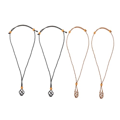NOLITOY 4 Stück Teiliges verstellbares Wachsband Netzbeutel Halskette leichter Edelstein Anhänger Halter geflochtene Schmuckkordel für DIY Schmuckherstellung Unisex Schmuck Zubehör von NOLITOY